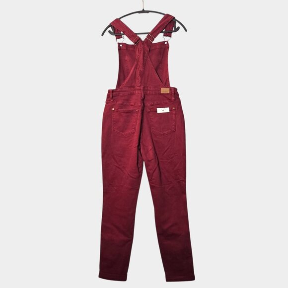 Judy Blue Garment Dyed Boyfriend Double Cuff Overalls M Maroon Streetwear NWT - Picture 6 of 15